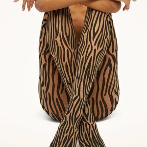 WOLFORD Wilderness tights animal print Black on Sheer Small S New in pkg